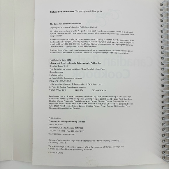 2/$20 Company's Coming 'The Canadian Barbecue Cookbook' - Picture 2 of 13